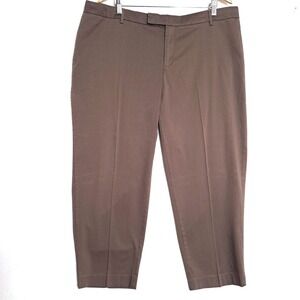 Avenue Womens 20 Brown Straight Leg Cotton Stretch Trouser Work Dress Pants